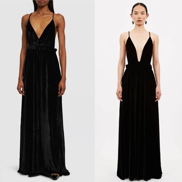 Ulla Johnson Lavinia Gown Black Velvet Open Back Black Tie Formal Party Size 00 - Picture 15 of 16